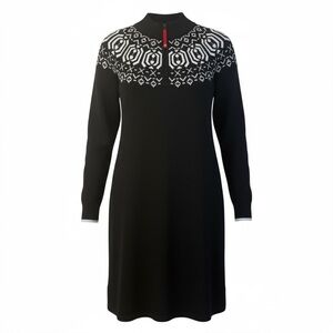 T by Talbots Black and White 1/4 Zip Sweater Dress 1x Petite